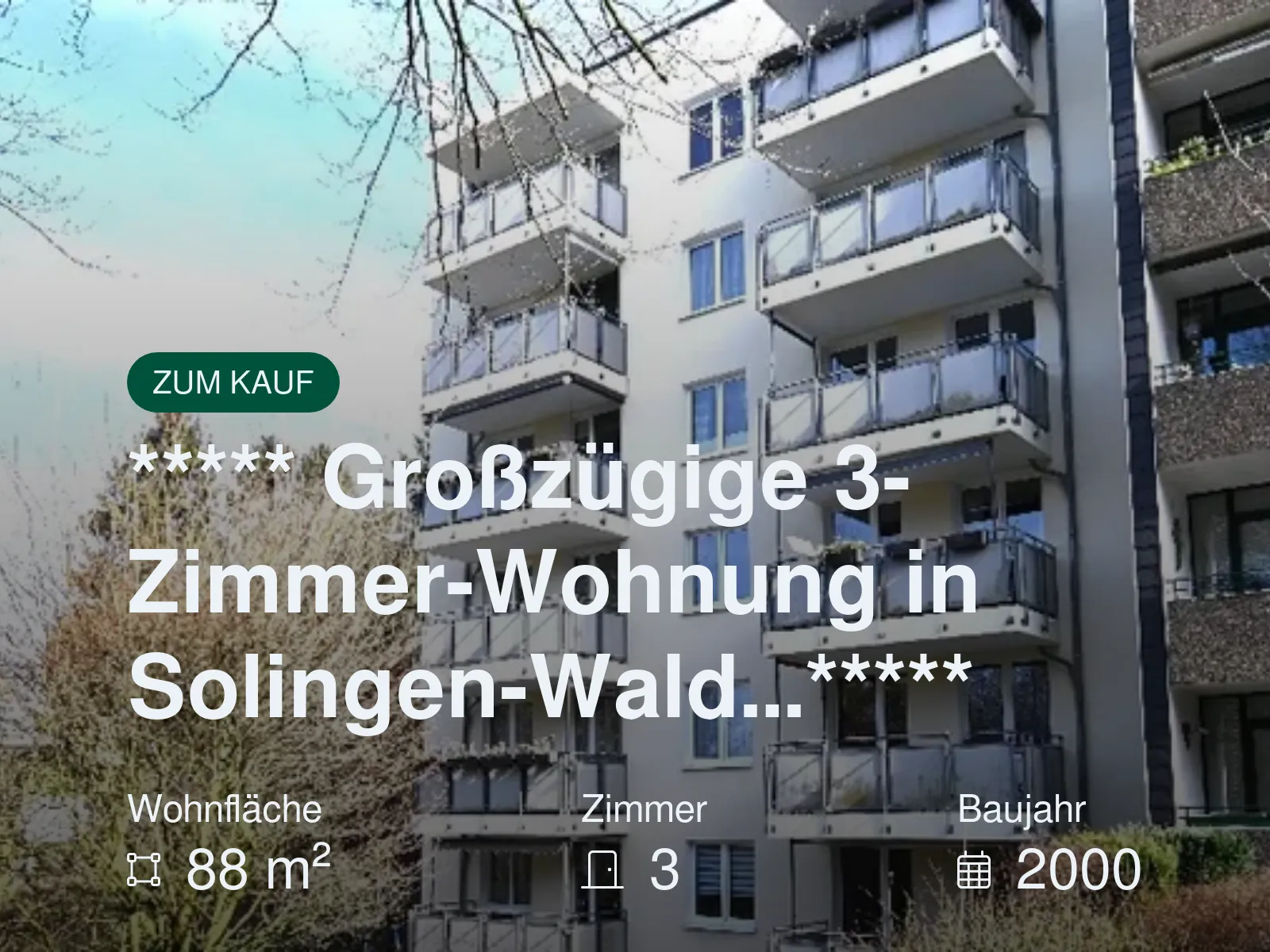 Neu im Angebot: ***** Großzügige 3-Zimmer-Wohnung in Solingen-Wald…*****